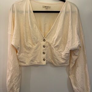 Madewell Cropped Cream Button-Up Blouse